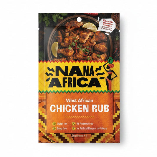 Nana Africa West African Chicken Rub packaging on a white background