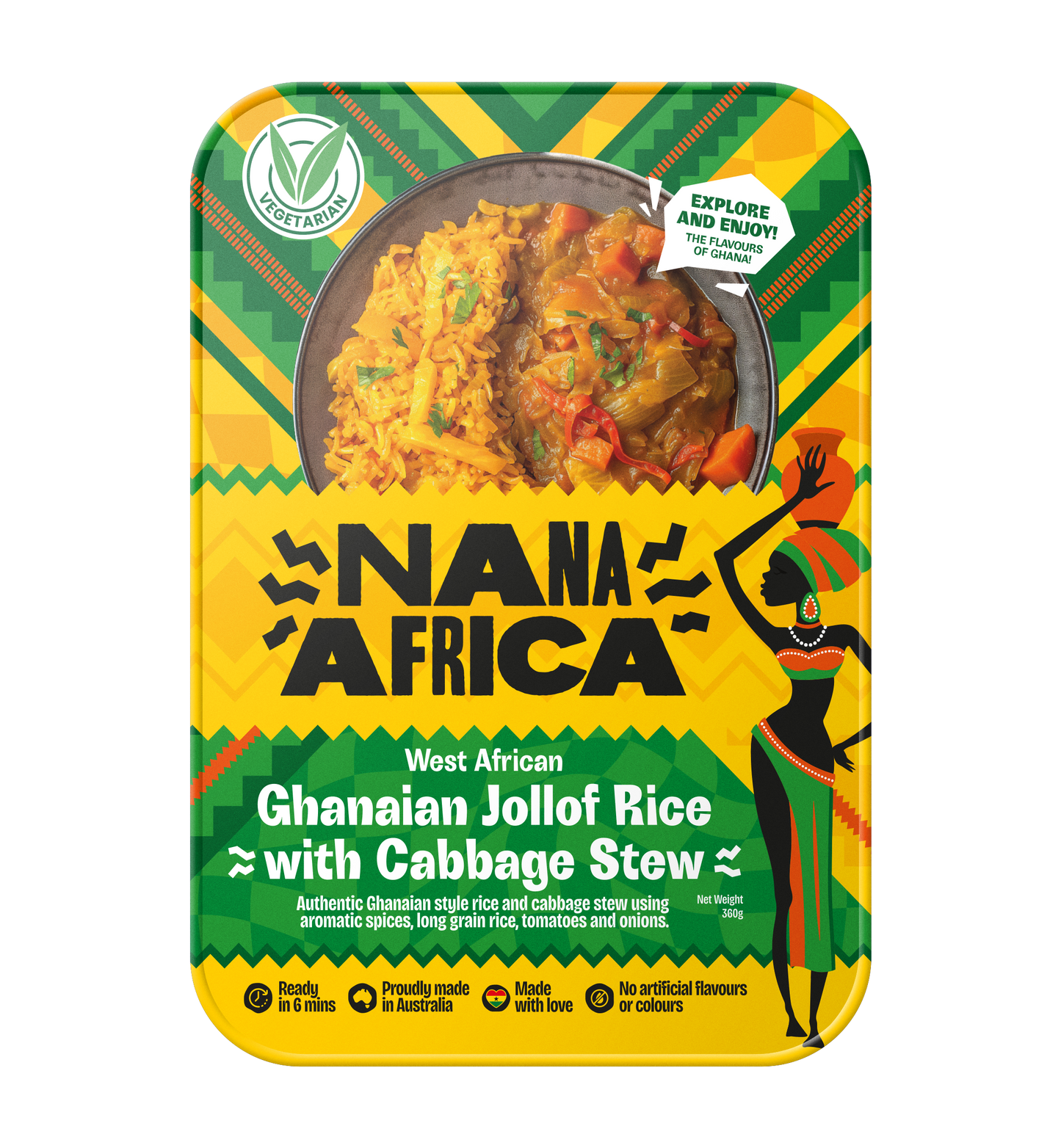 West African Ghanaian Jollof Rice With Cabbage Stew (360g)