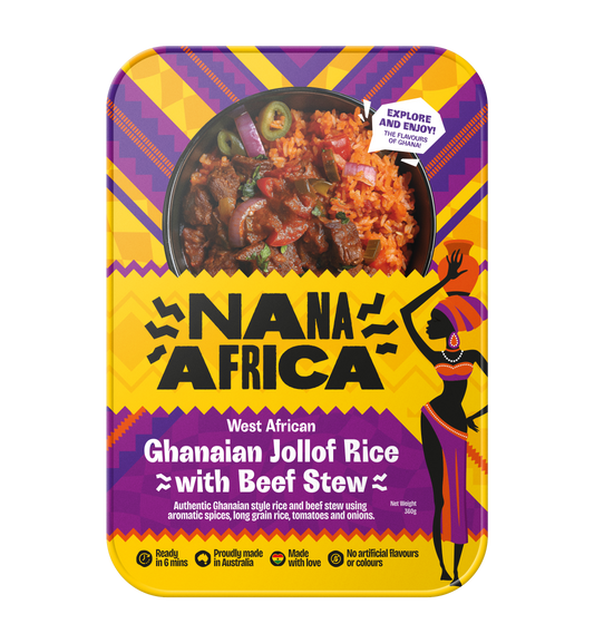 West African Ghanaian Jollof Rice With Beef Stew (360g)